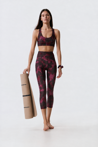 Κολάν crop με shadow floral print | Burgundy