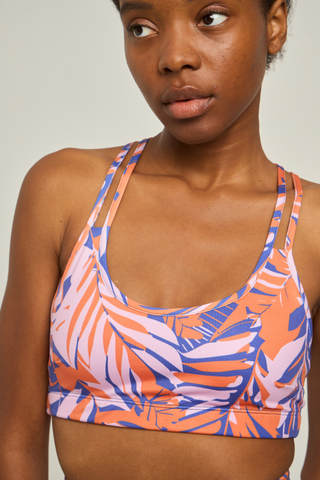 Αθλητικό μπουστάκι orange tropical print | Πορτοκαλί