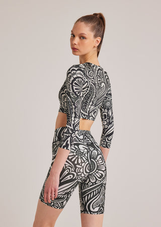 Ethnic print biker jacket | Black