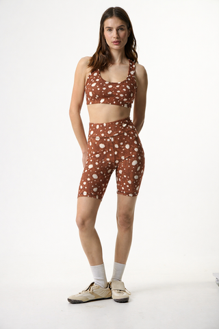 Aθλητικό biker κολάν με bambi print | Καφέ