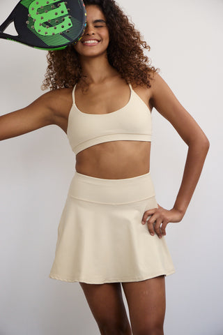 Athletic mesh skirt with pleats | Black