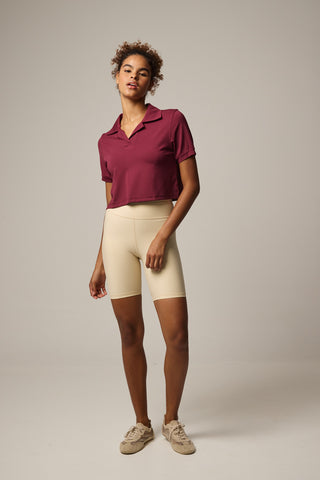 Scuba sweatshirt with polo collar | Burgundy