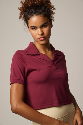 Scuba sweatshirt with polo collar | Burgundy