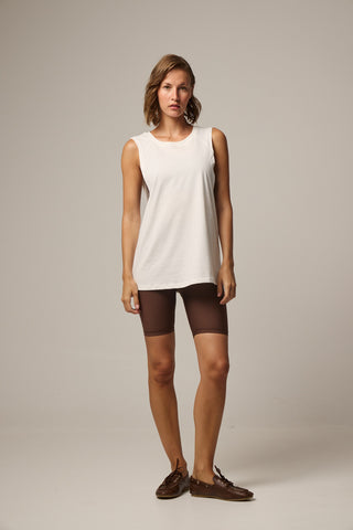 Sleeveless sports top with loose opening | Khaki