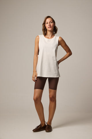 Sleeveless sports top with loose opening | Khaki