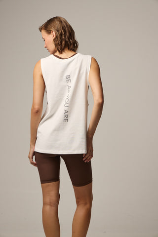Sleeveless sports top with loose opening | Khaki