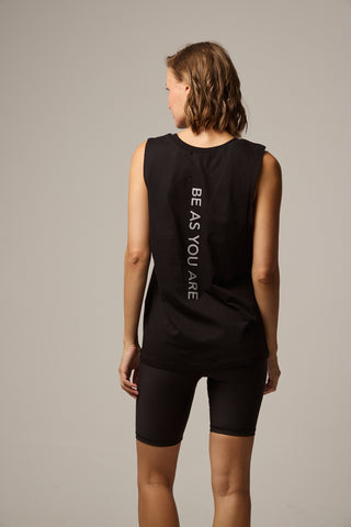 Sleeveless sports top with loose opening | Black