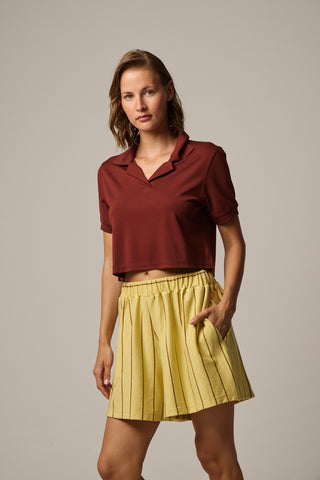 Scuba sweatshirt with polo collar | Burgundy