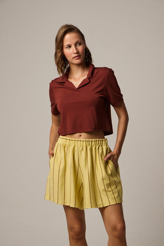 Scuba sweatshirt with polo collar | Burgundy