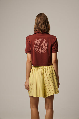 Scuba sweatshirt with polo collar | Burgundy