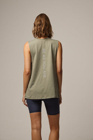 Sleeveless sports top with loose opening | Khaki