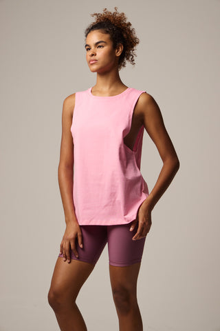 Sleeveless sports top with loose opening | Pink