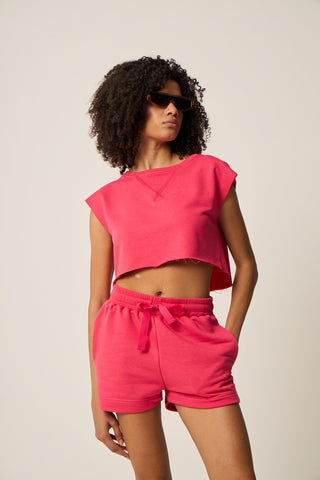 Αθλητικό cropped φούτερ | Φούξια