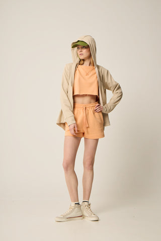 Τζάκετ με φερμουάρ και κουκούλα | Beige