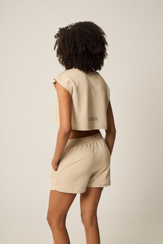 Αθλητικό cropped φούτερ | Beige