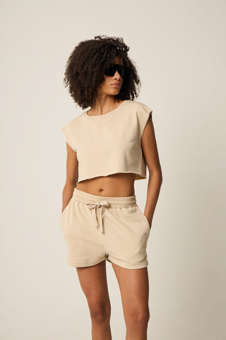 Αθλητικό cropped φούτερ | Beige
