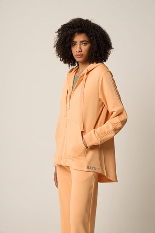 Τζάκετ με φερμουάρ και κουκούλα | Peach