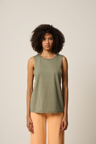 Αμάνικη αθλητική μπλούζα με loose άνοιγμα | Χακί