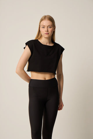 Αθλητικό cropped φούτερ | Μαύρο