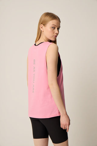 Αμάνικη αθλητική μπλούζα με loose άνοιγμα | Ροζ