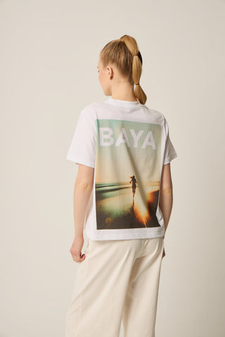 Αθλητικό t-shirt με logo με print "Running Free" | Λευκό