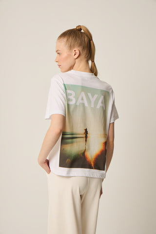 Αθλητικό t-shirt με logo με print "Running Free" | Λευκό