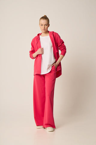 Τζάκετ με φερμουάρ και κουκούλα | Φούξια