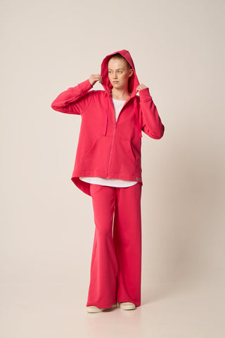 Τζάκετ με φερμουάρ και κουκούλα | Φούξια
