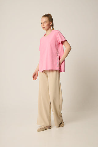 Αθλητικό t-shirt με logo στο πλάι | Ροζ