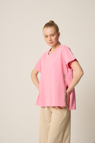 Αθλητικό t-shirt με logo στο πλάι | Ροζ