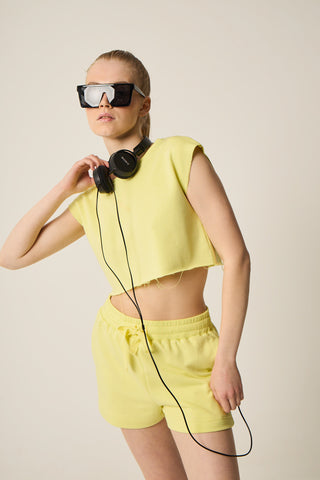 Αθλητικό cropped φούτερ | Κίτρινο