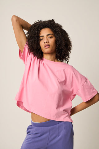 Αθλητικό t-shirt με logo | Ροζ