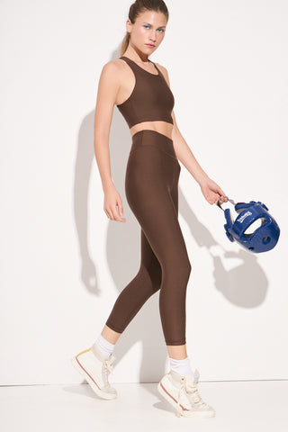 Aθλητικό crop κολάν DRY SHELL | Mocha
