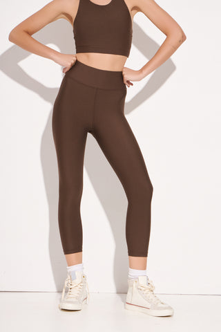 DRY SHELL athletic crop leggings | Mocha