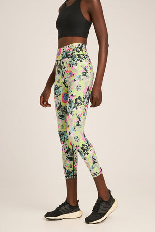 Αθλητικό cropped κολάν neon floral | Πράσινο