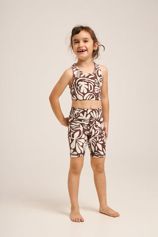 Παιδικό σετ γυμναστικής biker με tribal leaves print | Mocha