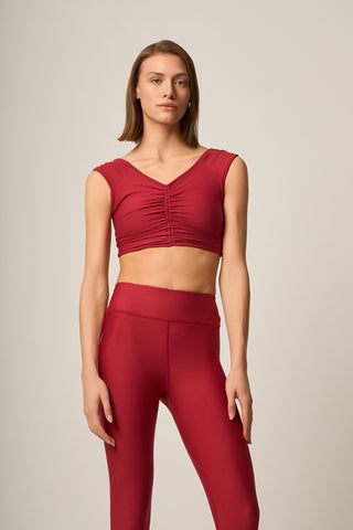 Αθλητικό μπουστάκι Soft Touch με σούρα στο μπροστινό μέρος | Κόκκινο