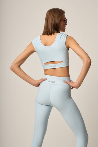 Αθλητικό μπουστάκι Soft Touch με σούρα στο μπροστινό μέρος | Light Blue