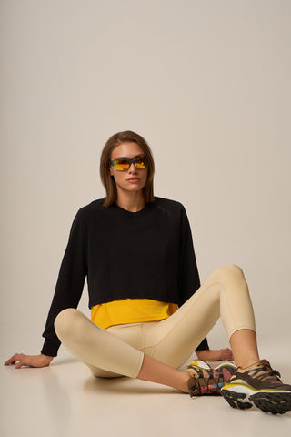 Aθλητικό cropped φούτερ | Μαύρο