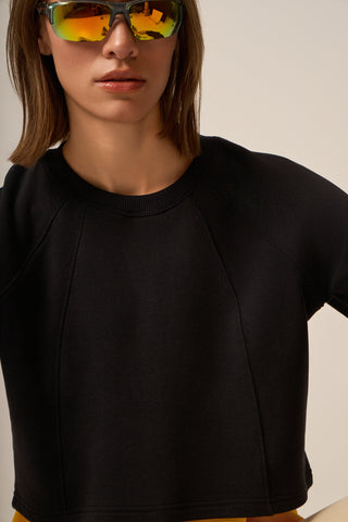 Aθλητικό cropped φούτερ | Μαύρο