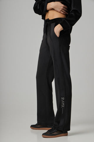Black Tech Velvet παντελόνι φόρμας | Μαύρο