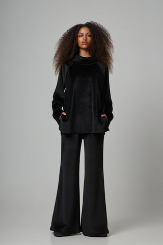 Black Tech Velvet παντελόνι | Μαύρο