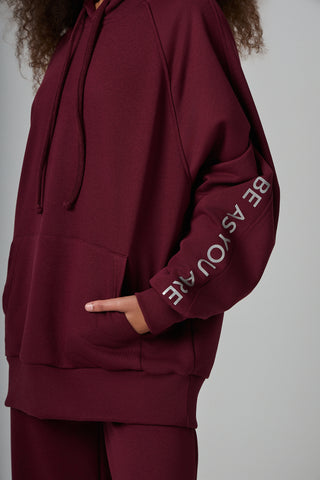 Basic φούτερ με κουκούλα | Βουργουνδί
