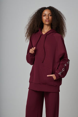 Basic φούτερ με κουκούλα | Βουργουνδί