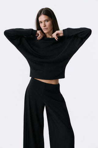 Φούτερ Scuba με draped turtleneck γιακά | Μαύρο