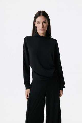 Φούτερ Scuba με draped turtleneck γιακά | Μαύρο