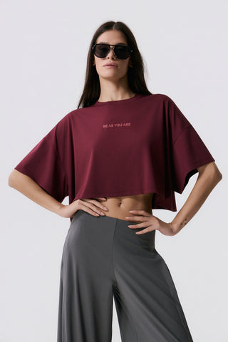 Αθλητικό Cropped Top | Burgundy