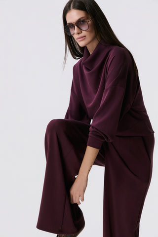 Φούτερ Scuba με draped turtleneck γιακά | Burgundy
