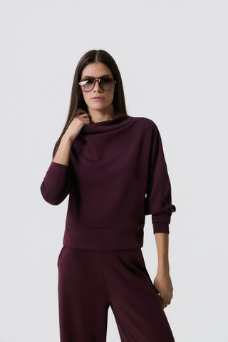 Φούτερ Scuba με draped turtleneck γιακά | Burgundy