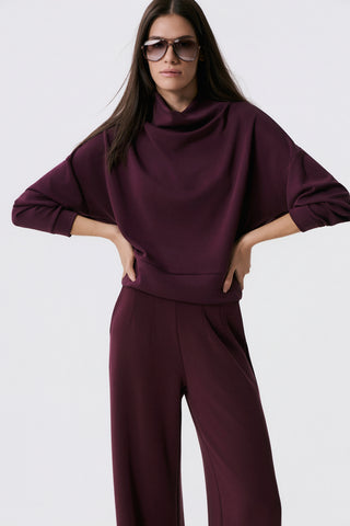 Φούτερ Scuba με draped turtleneck γιακά | Burgundy